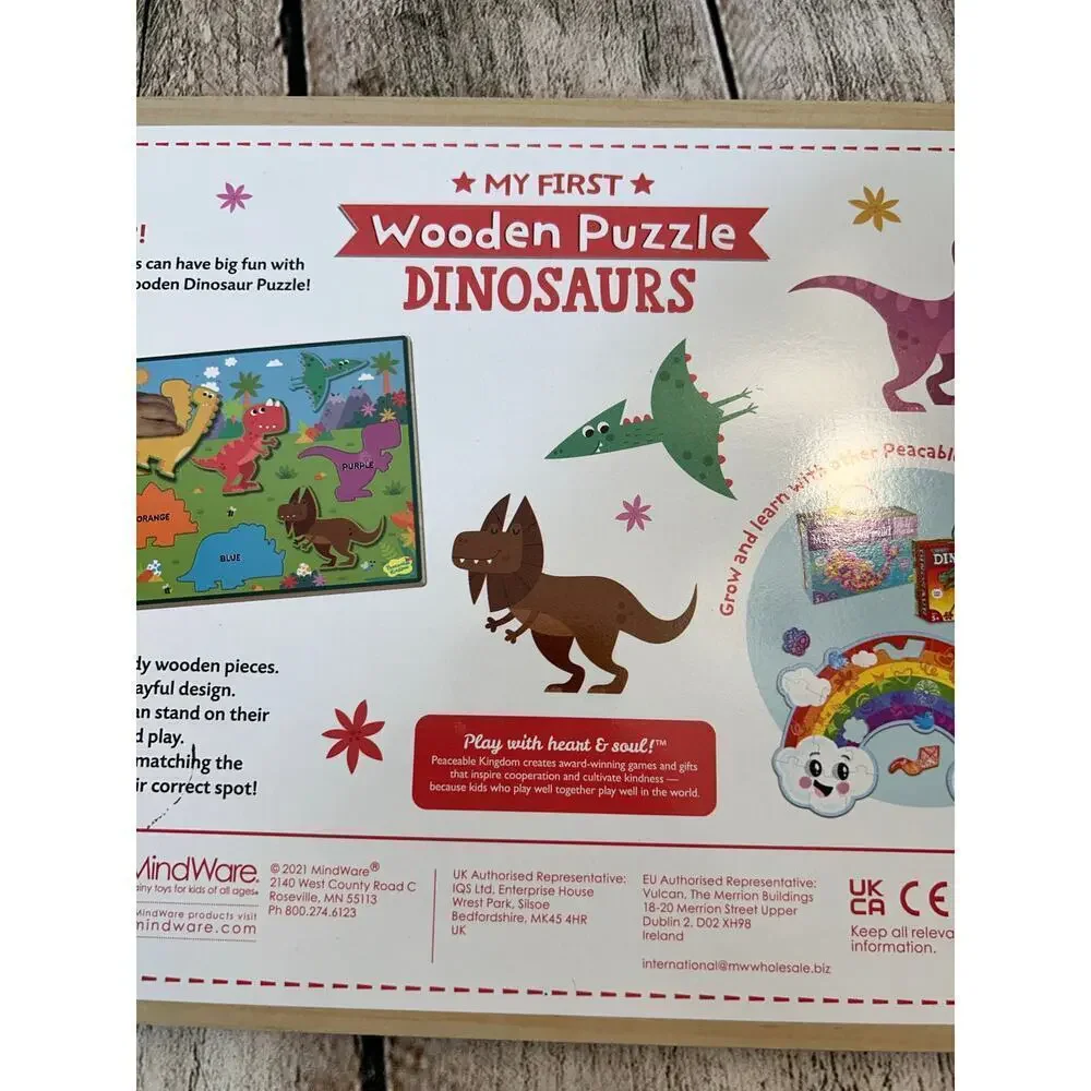 PEACEABLE KINGDOM Kids “My First Wooden Puzzle” Dinosaurs